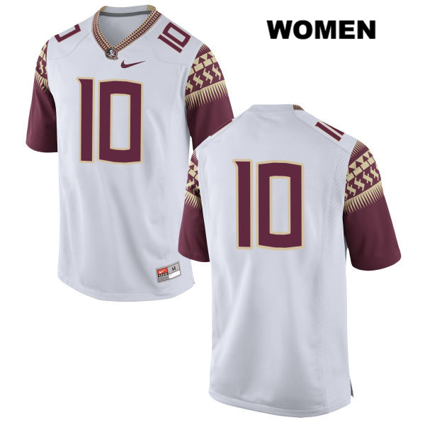 Women's NCAA Nike Florida State Seminoles #10 Calvin Brewton College No Name White Stitched Authentic Football Jersey LRB0769QW